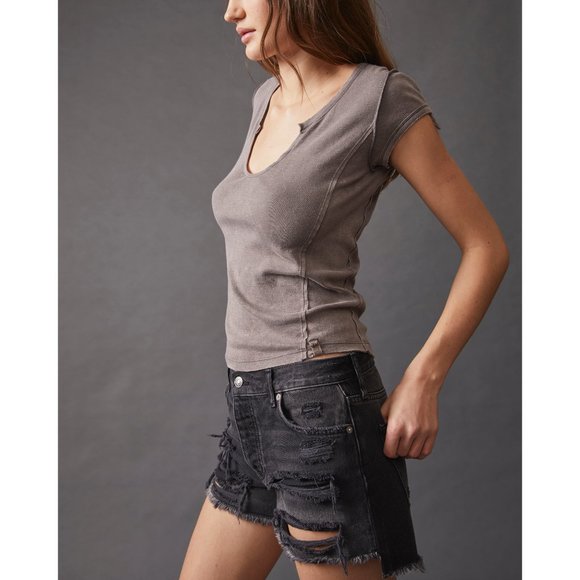 FREE PEOPLE Always Yours Tee / Blacksand - Picture 2 of 8